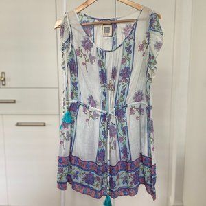 Bell cotton voile tassel beach mini dress Size Medium